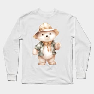 Polar Bear in Straw Hat Long Sleeve T-Shirt